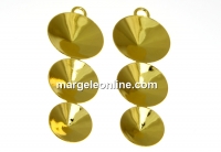 Earring base or pendant base 3 rivoli, 10-12-14mm, gold-plated 925 silver - x1