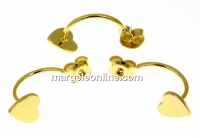 Earring extension, gold-plated 925 silver rod, heart, cabochon 6mm - 1pair