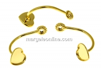 Earring extension, gold-plated 925 silver rod, heart, cabochon 6mm - 1pair