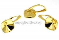 Earring findings, 925 silver, gold-plated, square, for Swarovski 4470 and 4461, 12mm - x1pair