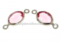 Swarovski, rhodium-plated link, oval, light rose, 15mm - x2