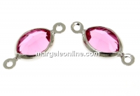 Swarovski, rhodium-plated link, oval, rose, 15mm - x2