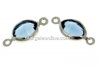 Swarovski, link pl. cu rodiu, oval, denim blue, 15mm - x2