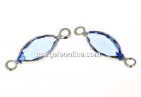 Swarovski, link pl. cu rodiu, navette, lt. sapphire, 16.5mm - x2