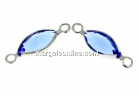 Swarovski, link pl. cu rodiu, navette, sapphire, 16.5mm - x2