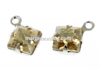 Swarovski, rhodium-plated charm, square, golden shadow, 11x8mm - x2