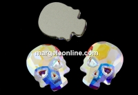 Swarovski, skull cabochon, aurora borealis, 14mm - x1