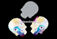 Swarovski, HF skull cabochon, aurora borealis, 10mm - x1