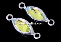 Swarovski, rhodium-plated link, navette, aurora borealis, 16.5mm - x2