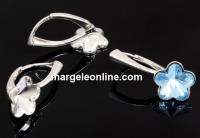 Earring findings, rhodium-plated 925 silver, Swarovski flower 10mm - x1pair