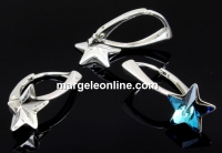 Earring findings,  rhodium plated 925 silver, 10mm star - x1pair