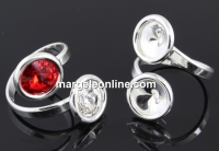 Ring base, rhodium-plated 925 silver, 2 Swarovski rivoli 8-8mm - x1