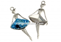 Pendant base, rhodium-plated 925 silver, Swarovski 4757, 32mm - x1