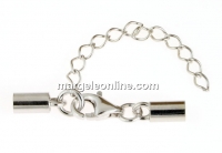 Clasp set for chains, rhodium-plated 925 silver, inside 2mm - x1 set