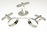 Cufflink base, 925 silver, for cabochon 14x10mm - x1 pair