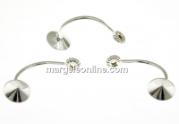 Earring extension, 925 silver rod, rivoli 6mm - 1pair