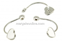 Earring extension, 925 silver rod, heart, cabochon 6mm - 1pair