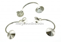 Earring extension, 925 silver rod, rivoli 6mm - 1pair