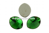 Swarovski, leaf cabochon, dark moss green, 10x8mm - x1