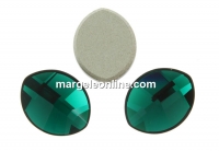 Swarovski, leaf cabochon, emerald, 10x8mm - x1