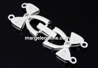 Crystal clasp, 925 silver, 40mm - x1