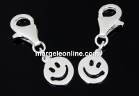 Pendant, smiley 925 silver, 22mm  - x1