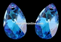 Swarovski, drop pendant, aquamarine blue AB, 16mm - x1