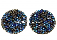 Swarovski, fine rocks cabochon, black bermuda blue, 19.5mm - x1