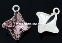 Pendant base, 925 silver, rhombus, for Swarovski 4485 10.5mm - x1