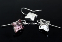 Earring findings, 925 silver, square, for Swarovski 4485 10.5mm - x1pair