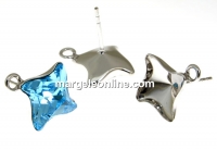 Earring findings, rhodium-plated 925 silver, rhombus, bar and jump ring,  Swarovski 4485 10.5mm - x1pair