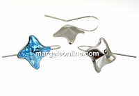 Earring findings, rhodium-plated 925 silver, rhombus, for Swarovski 4485 10.5mm - x1pair