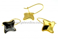 Earring findings, gold-plated 925 silver, square, for Swarovski 4485 10.5mm - x1pair