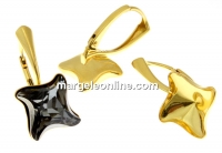 Earring findings, gold-plated 925 silver, square, for Swarovski 4485 10.5mm - x1pair