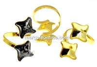 Ring base, rhombus, gold-plated 925 silver, for 2 Swarovski 4485 10.5mm - x1