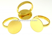 Ring base, tray 15mm, gold-plated 925 silver, adjustable, - x1