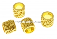 Decorative spacer, tube, gold-plated 925 silver, 6x7mm - x1