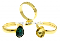 Ring base, gold-plated 925 silver, for Swarovski 4320 10x7mm, adjustable, - x1