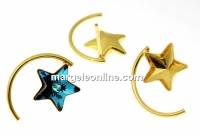 Earring findings, gold-plated 925 silver, fancy rivoli star 10mm - x1pair