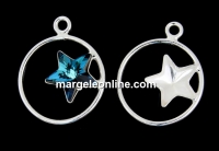 Pendant base, 925 silver, for Swarovski star 10mm, dr- x1