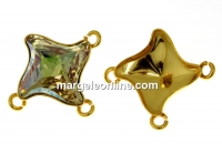 Link, base, gold-plated 925 silver, square, for Swarovski 4485 10.5mm - x1