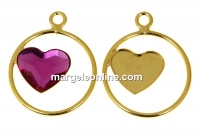 Pendant base, gold-plated 925 silver, for Swarovski heart, 10mm, stg - x1