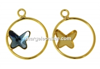 Pendant base, gold-plated 925 silver, for Swarovski butterfly 8mm, stg - x1