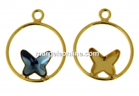 Pendant base, gold-plated 925 silver, for Swarovski butterfly 8mm, jos - x1