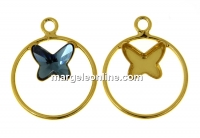 Pendant base, gold-plated 925 silver, for Swarovski butterfly 8mm, sus- x1