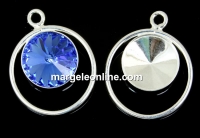 Pendant base, 925 silver, for rivoli Swarovski 10mm, sus- x1