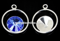 Pendant base, 925 silver, for rivoli Swarovski 10mm, jos- x1