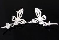 Earring findings, butterfly, 925 silver, 11.5mm - x1pair