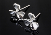 Earring findings, clover, rhodium-plated 925 silver, 9mm - x1pair