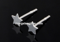 Earring findings, star, 925 silver, 4.5mm - x1pair